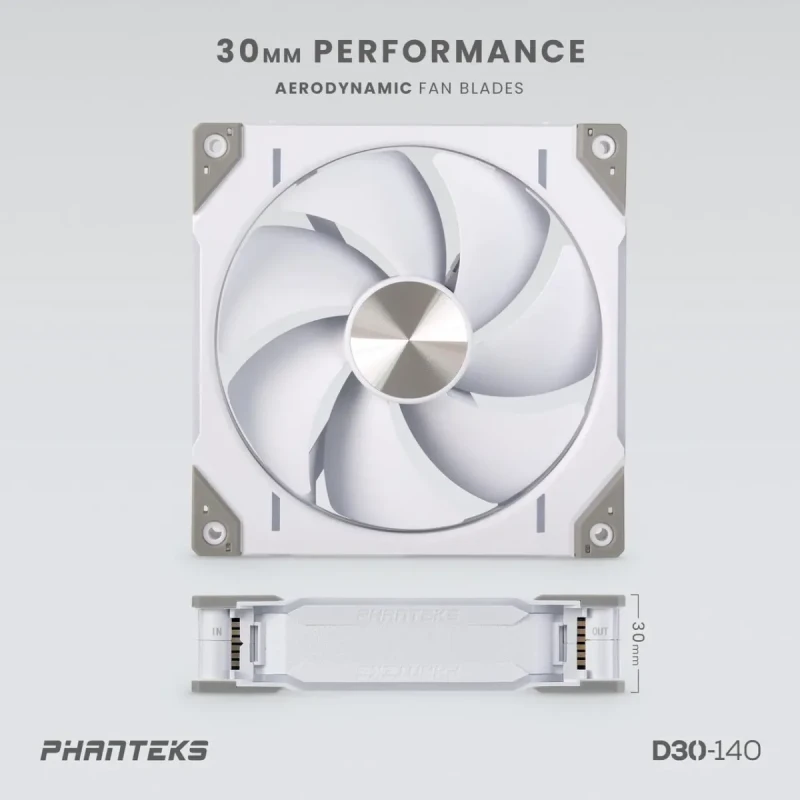 Phanteks D30-140 DRGB PWM FAN, Premium D-RGB Performance Fan, ARGB/DRGB lighting, Daisy-chain Fan Linking system, White - Image 6