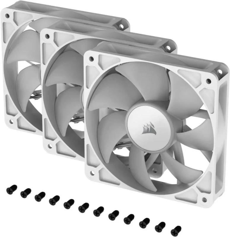 CORSAIR RS120 ARGB PWM 120mm Fans Triple Pack - White - Simplified Control - Daisy-Chain 4-Pin PWM and +5V ARGB Connections - Concentrated AirGuide Cooling - Magnetic Dome Bearing - Image 2