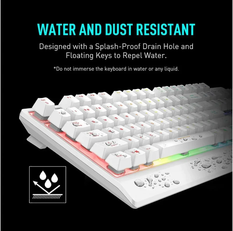 MSI Vigor GK30 Gaming Keyboard & GM11 Gaming Mouse Combo - Mechanical Membrane Switches, 6-Zone RGB, Water Repellent & Splash-Proof, 5000 DPI - White - Image 4