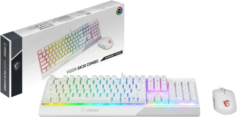MSI Vigor GK30 Gaming Keyboard & GM11 Gaming Mouse Combo - Mechanical Membrane Switches, 6-Zone RGB, Water Repellent & Splash-Proof, 5000 DPI - White - Image 20