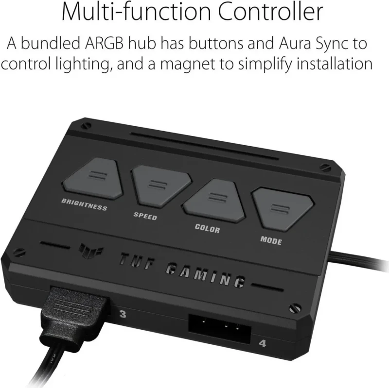 ASUS TUF Gaming TF120 ARGB Chassis Fan 3-Pin Customizable LEDs Blade, Advanced Fluid Dynamic Bearing, 120mm PWM Control, Anti-vibration Pads, Double-layer LED Array for Computer Case & Liquid Radiator - Image 4