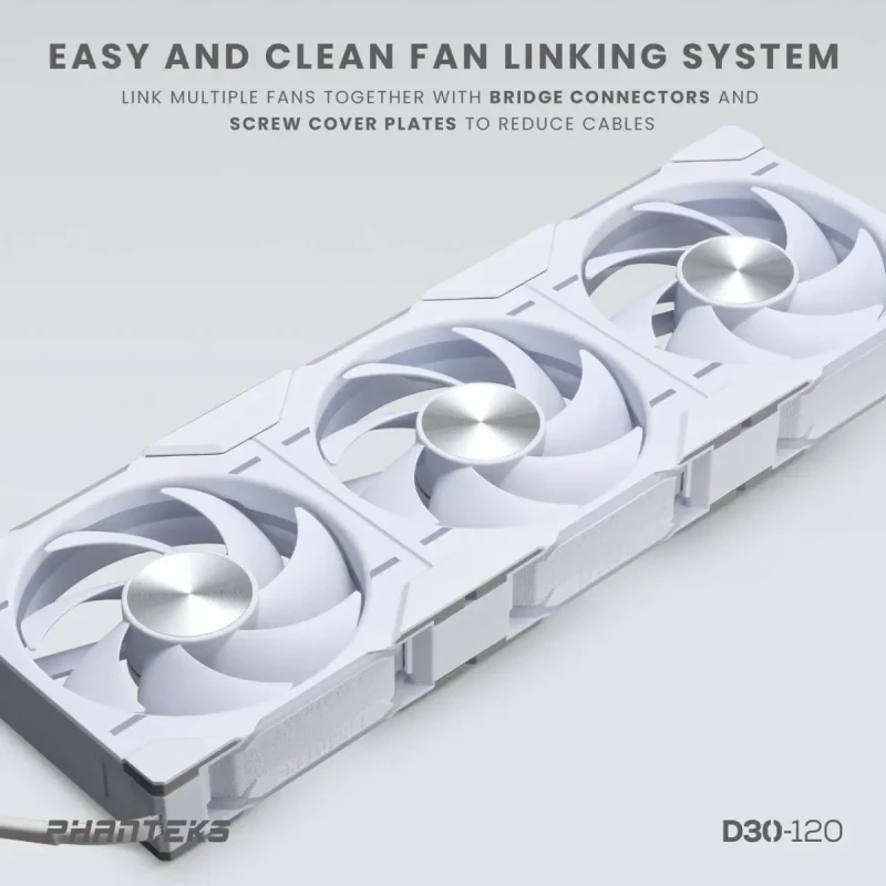 Phanteks D30-120 DRGB PWM FAN, Premium D-RGB Performance Fan, ARGB/DRGB lighting, Daisy-chain Fan Linking system, White - Image 5