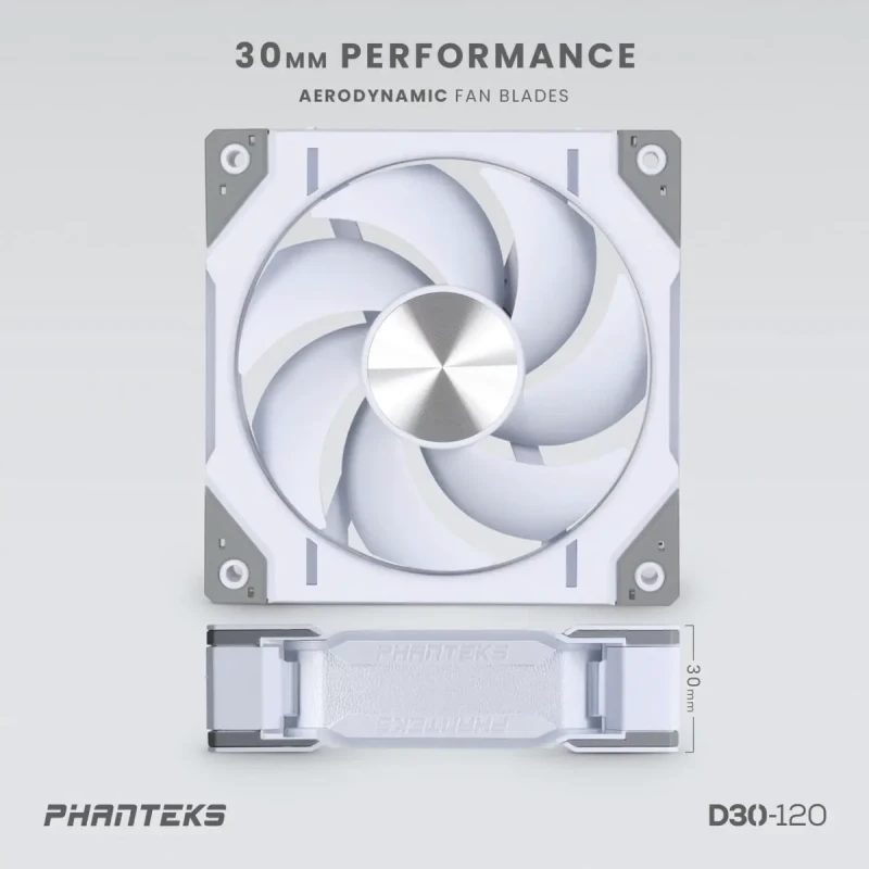 Phanteks D30-120 DRGB PWM FAN, Premium D-RGB Performance Fan, ARGB/DRGB lighting, Daisy-chain Fan Linking system, White - Image 6