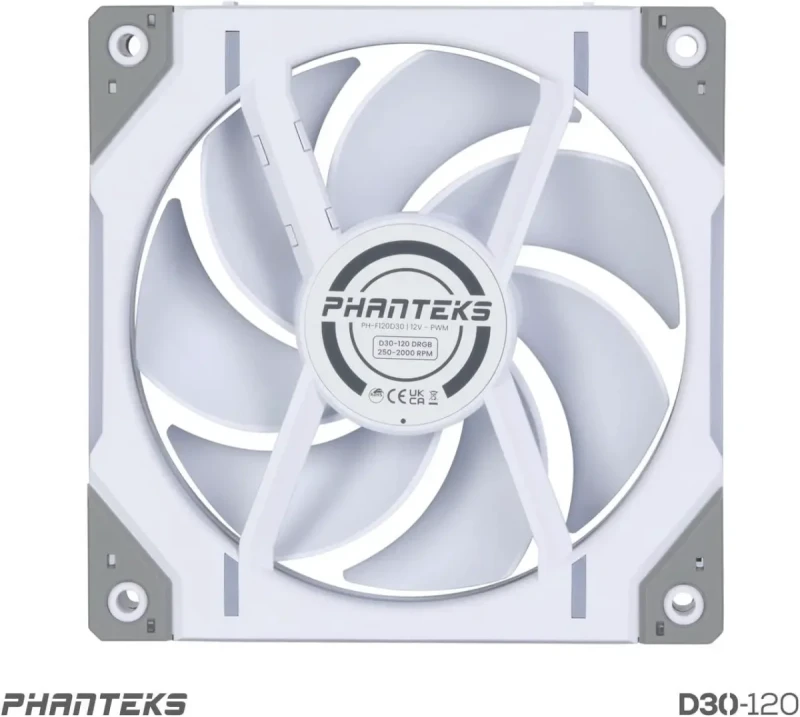 Phanteks D30-120 DRGB PWM FAN, Premium D-RGB Performance Fan, ARGB/DRGB lighting, Daisy-chain Fan Linking system, White - Image 9