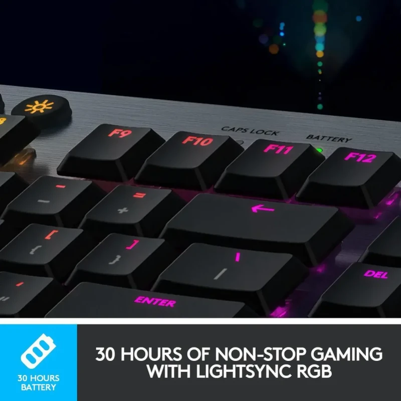 Logitech G915 LIGHTSPEED RGB Mechanical Gaming Keyboard, Low Profile Clicky Key Switch, LIGHTSYNC RGB, Advanced LIGHTSPEED Wireless and Bluetooth Support - Clicky - Image 5