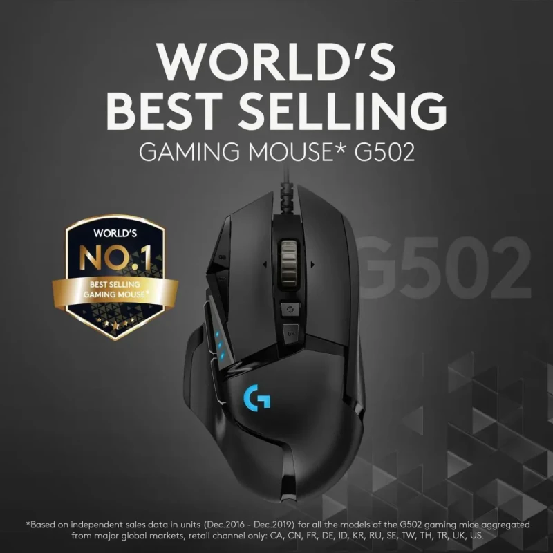 Logitech G502 HERO High Performance Wired Gaming Mouse, HERO 25K Sensor, 25,600 DPI, RGB, Adjustable Weights, 11 Programmable Buttons, On-Board Memory, PC / Mac - Image 2