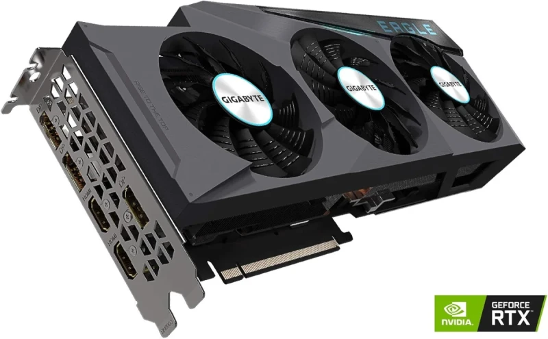 Gigabyte EAGLE OC GeForce RTX 3080 10GB – NVIDIA Ampere 8704 CUDA Cores, 10GB GDDR6X 320-bit, 1755 MHz Boost, PCIe 4.0 x16 GPU, WINDFORCE 3X Cooling with Triple Fans, 320x128x56 mm, 3x DisplayPort 1.4a + 2x HDMI 2.1, 750 W PSU Recommended - Gallery Image