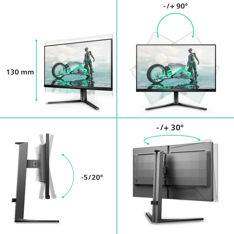 Philips Evnia 25M2N3200W 24.5" Full HD 1920x1080 VA Gaming Monitor - 240Hz Refresh Rate, 0.5ms MPRT 1ms GtG Response Time, Adaptive-Sync, 3000:1 Contrast Ratio, HDR10 Support, Low Input Lag, SmartContrast, HDMI 2.0 DisplayPort 1.4, Height Adjustable Stand, Flicker-Free LowBlue Mode - Gallery Image