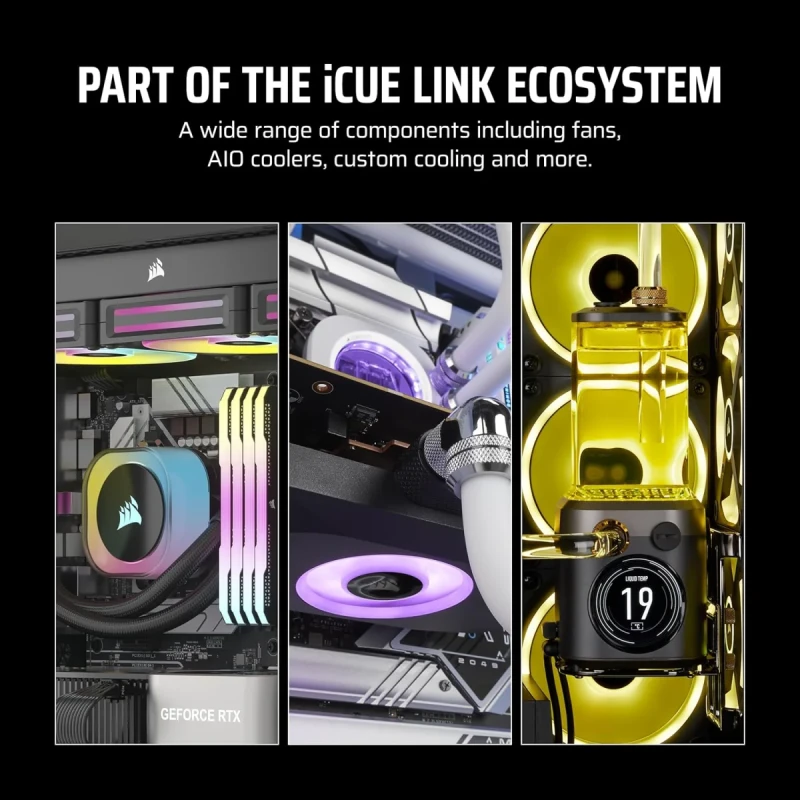 CORSAIR iCUE LINK LX120-R RGB 120mm PWM Reverse Fans Starter Kit – Reverse Fan Blade - Dual Light Loops - Easy iCUE LINK Connectivity - Magnetic Dome Bearing - Gallery Image