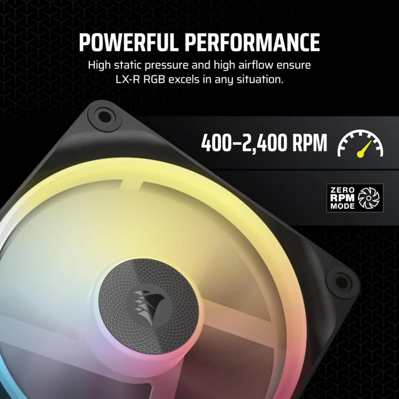 CORSAIR iCUE LINK LX120-R RGB 120mm PWM Reverse Fans Starter Kit – Reverse Fan Blade - Dual Light Loops - Easy iCUE LINK Connectivity - Magnetic Dome Bearing - Gallery Image