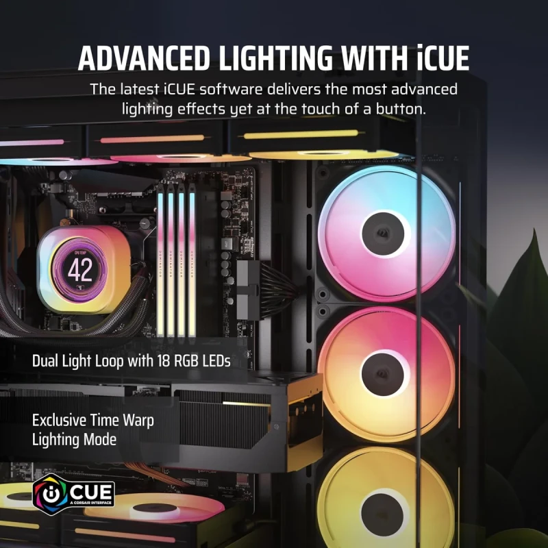 CORSAIR iCUE LINK LX120-R RGB 120mm PWM Reverse Fans Starter Kit – Reverse Fan Blade - Dual Light Loops - Easy iCUE LINK Connectivity - Magnetic Dome Bearing - Gallery Image