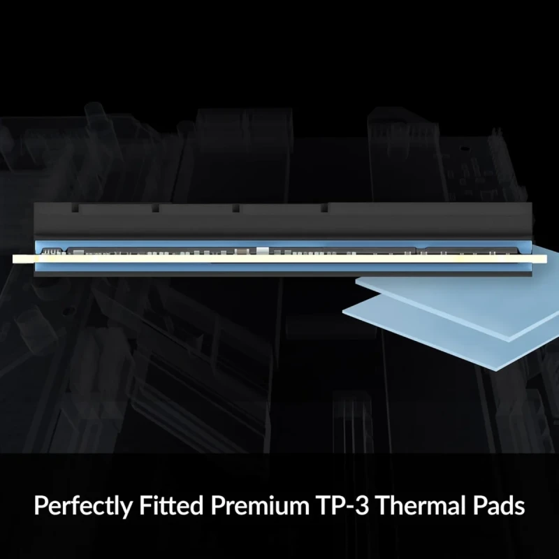 ARCTIC M2 Pro (Black) - Heatsink for M.2 2280 SSD with TP-3 Thermal Pads - Compatible with PS5, PC, Single & Double-Sided NVMe SSDs - Gallery Image