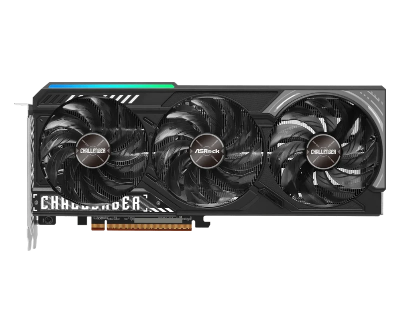ASRock Challenger Radeon RX 9070 16GB Black/Silver – AMD RDNA GPU, 16GB GDDR6, Boost Clock up to 2700 MHz, Triple-Fan Challenger Cooling, PCIe 4.0, HDMI/DP Outputs, High-Performance Gaming, 290 mm - Gallery Image