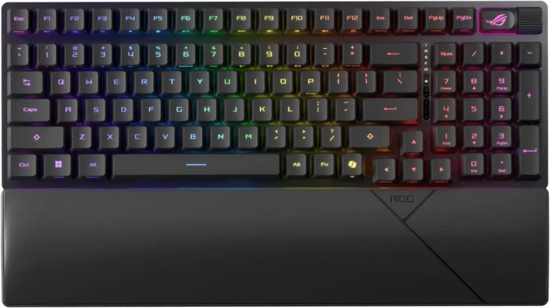 ASUS ROG Strix Scope II 96 RX Wireless Gaming Keyboard – 96% Layout, ROG RX Red Linear Optical Switches (Pre-Lubed), Tri-Mode Connectivity (2.4 GHz, Bluetooth, USB-C), Per-Key RGB, ABS Keycaps, Hotkeys, N-Key Rollover, PC & Mac Compatible, Black - Gallery Image