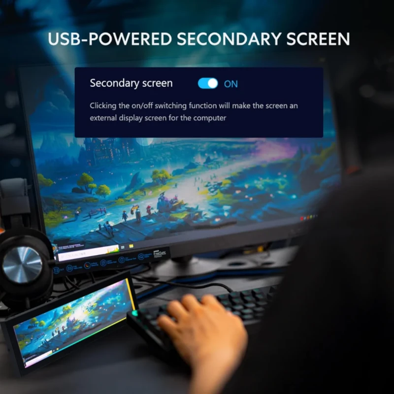 Lian Li 8.8" Universal LCD Display Screen - 1920x480 IPS Panel, USB Powered, HDMI Interface, AIDA64 Compatible, Custom System Monitoring Display, Slim Design for PC Cases, Plug and Play - Gallery Image