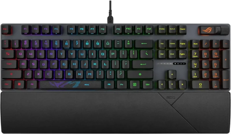 ASUS ROG Strix Scope II RX Gaming Keyboard - ROG RX Red Optical Switches, IP57 Water Dust Resistance, Sound Dampening Foam, ABS Keycaps, RGB Lighting, Multi-Function Controls, Xbox Game Bar Hotkeys, USB Wired, Black - Gallery Image