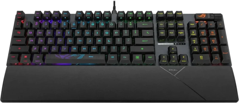 ASUS ROG Strix Scope II RX Gaming Keyboard - ROG RX Red Optical Switches, IP57 Water Dust Resistance, Sound Dampening Foam, ABS Keycaps, RGB Lighting, Multi-Function Controls, Xbox Game Bar Hotkeys, USB Wired, Black - Gallery Image