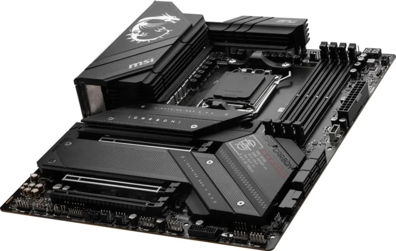 MSI MPG X670E CARBON WIFI AM5 ATX Motherboard – AMD X670E Chipset, Socket AM5 for Ryzen 7000/8000 Series, DDR5 Dual-Channel up to 7800+ MHz (OC), 4x M.2 (PCIe 5.0 & PCIe 4.0), PCIe 5.0 x16, Wi-Fi 6E & Bluetooth 5.2, 2.5G LAN, USB 3.2 Gen2x2 Type-C & Lightning USB 20G, Mystic Light RGB - Gallery Image