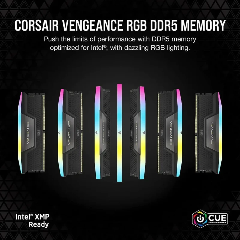 Corsair Vengeance 64GB (2x32GB) DDR5 4800MHz Desktop Memory Kit - CL40, PC5-38400, 288-Pin DIMM, Intel XMP 3.0 Support, High Capacity Performance RAM, Black (CMH64GX5M2A4800C40) - Gallery Image