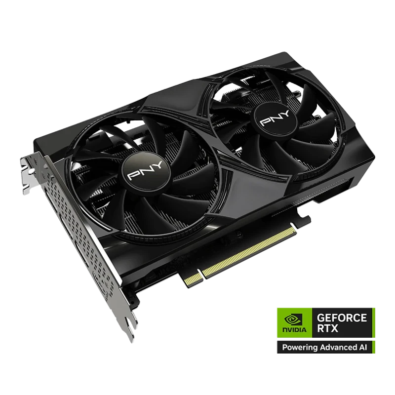 PNY GeForce RTX 5060 8GB GDDR7 Dual-Fan PCIe 5.0 x8 Graphics Card – NVIDIA Blackwell GPU, 3840 CUDA Cores, 2497 MHz Boost, 128-bit 8 GB Memory, 3x DisplayPort 2.1b & HDMI 2.1b, 200 mm Compact Black Gaming GPU - Gallery Image