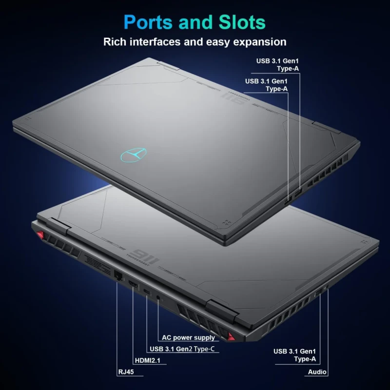 Thunderobot Radiant 16 Gaming Laptop - 16" QHD+ (2560x1600) 300Hz Display, Intel Core i9-14900HX, GeForce RTX 5080, 32GB DDR5-5600, 1TB PCIe SSD, RGB Backlit Keyboard, Wi-Fi 6, Windows 11 Home, Black, 330W Power Adapter - Gallery Image