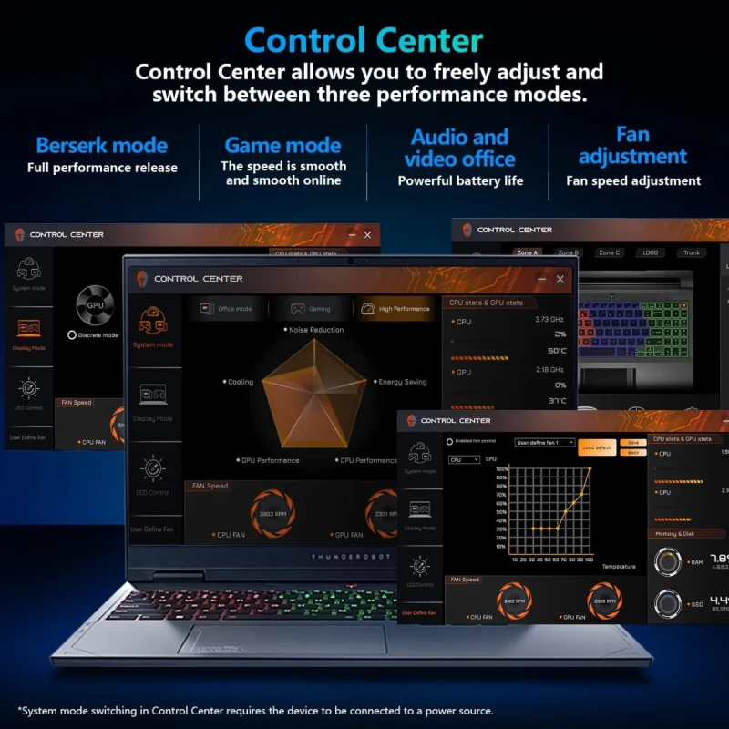 Thunderobot Radiant 16 Gaming Laptop - 16" QHD+ (2560x1600) 300Hz Display, Intel Core i9-14900HX, GeForce RTX 5080, 32GB DDR5-5600, 1TB PCIe SSD, RGB Backlit Keyboard, Wi-Fi 6, Windows 11 Home, Black, 330W Power Adapter - Gallery Image