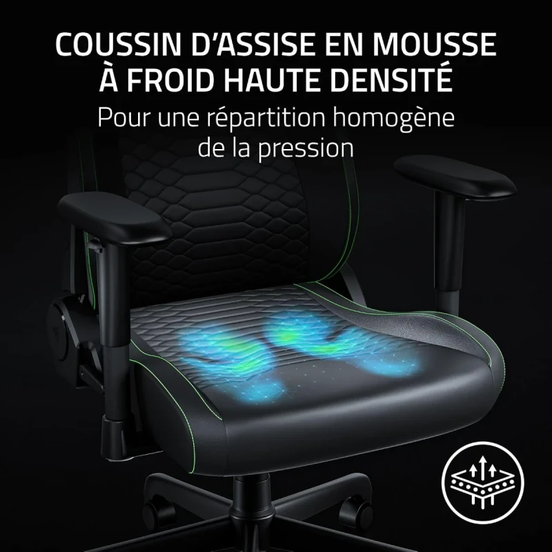 Razer Iskur V2 X NewGen Ergonomic Gaming Chair - Black 2nd Gen PU Leather, CoolTouch Technology, Integrated Lumbar Support, Wide Shoulder Arches, Ergonomic Design - Gallery Image