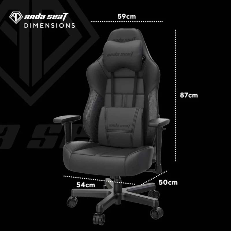 AndaSeat Dark Demon Dragon Pro Gaming Chair - Black PVC Leather, Ergonomic Design, Reclining Backrest, Adjustable Lumbar Support, Neck Pillow, High Backrest, Large Size - Gallery Image