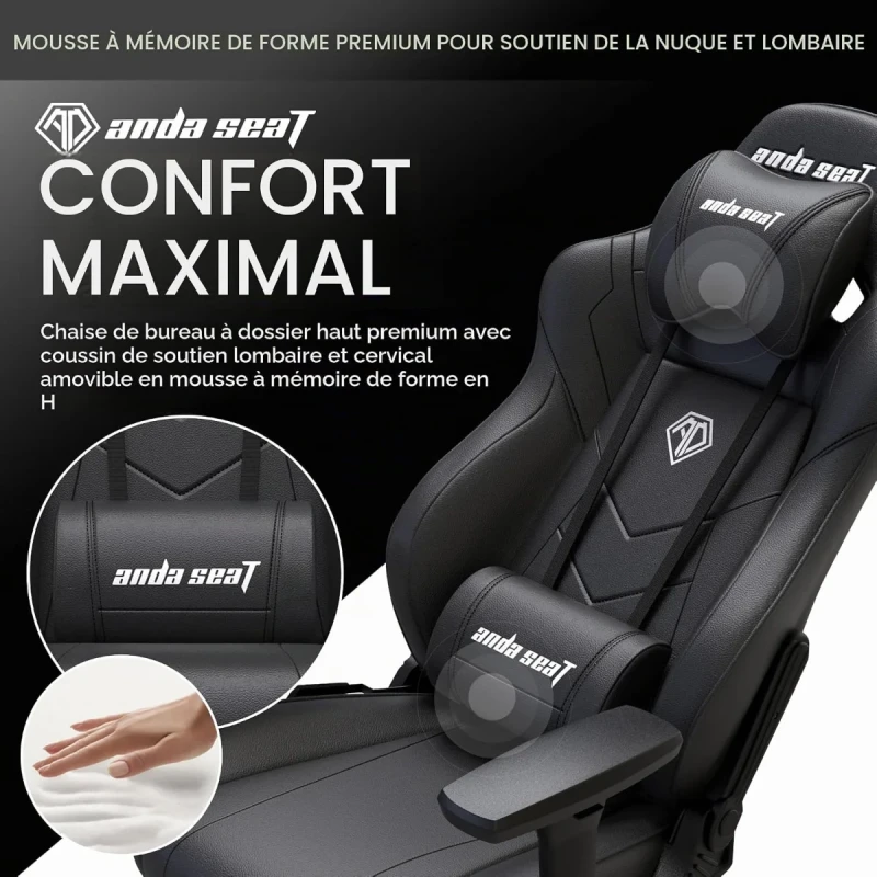 AndaSeat Dark Demon Dragon Pro Gaming Chair - Black PVC Leather, Ergonomic Design, Reclining Backrest, Adjustable Lumbar Support, Neck Pillow, High Backrest, Large Size - Gallery Image