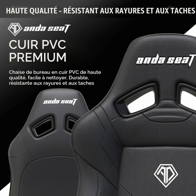 AndaSeat Dark Demon Dragon Pro Gaming Chair - Black PVC Leather, Ergonomic Design, Reclining Backrest, Adjustable Lumbar Support, Neck Pillow, High Backrest, Large Size - Gallery Image