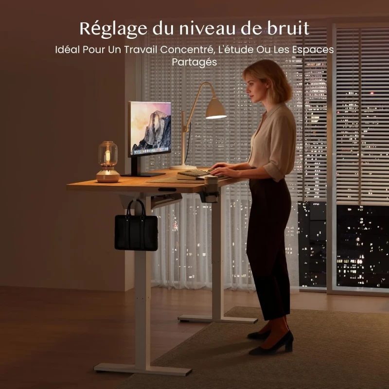 FLEXISPOT Electric Height Adjustable Standing Desk 4M-4X41-C5AJ - 160x60cm Maple Desktop, Electric Sit-Stand Adjustment, Memory Height Presets, Headphone Hook, Home Office Computer Desk - Gallery Image