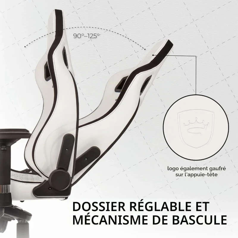 noblechairs EPIC Gaming Chair - White/Black PU Synthetic Leather, Ergonomic Design, Adjustable 4D Armrests, Reclining Backrest, Lumbar & Neck Cushions, Steel Frame - Gallery Image