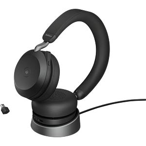 Jabra Evolve2 75, USB-C, MS Teams, with charging station, Black