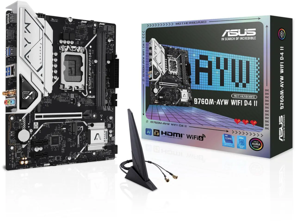 ASUS B760M-AYW WIFI D4 II LGA 1700 Intel B760 Micro ATX Motherboard