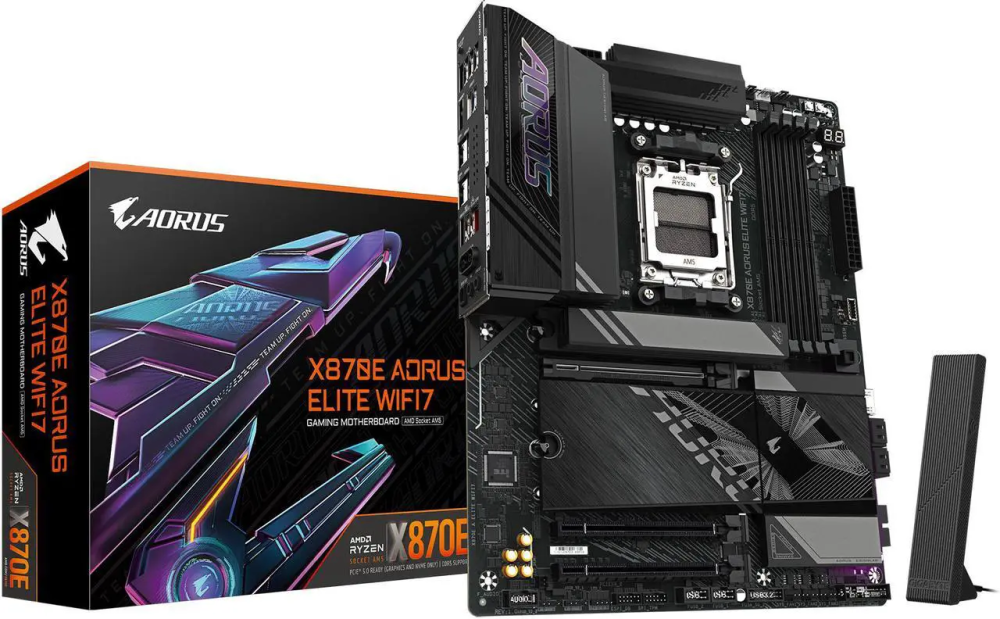 GIGABYTE X870E AORUS ELITE WIFI7 AM5 LGA 1718, ATX, DDR5, 4x M.2, PCIe 5.0, USB4, Wi-Fi 7, 2.5GbE LAN, EZ-Latch, 5-Year Warranty