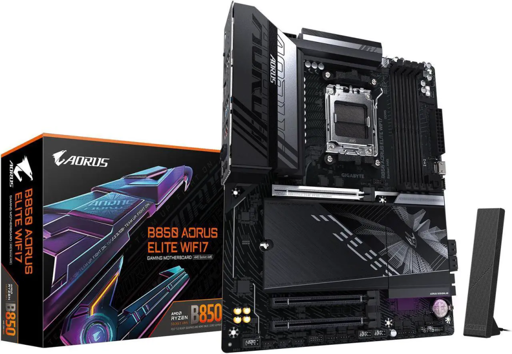 GIGABYTE B850 AORUS ELITE WIFI7 AMD AM5 LGA 1718 Motherboard, ATX, DDR5, 3x M.2, PCIe 5.0, USB-C, WIFI7, 2.5GbE LAN, EZ-Latch 5-Year Warranty