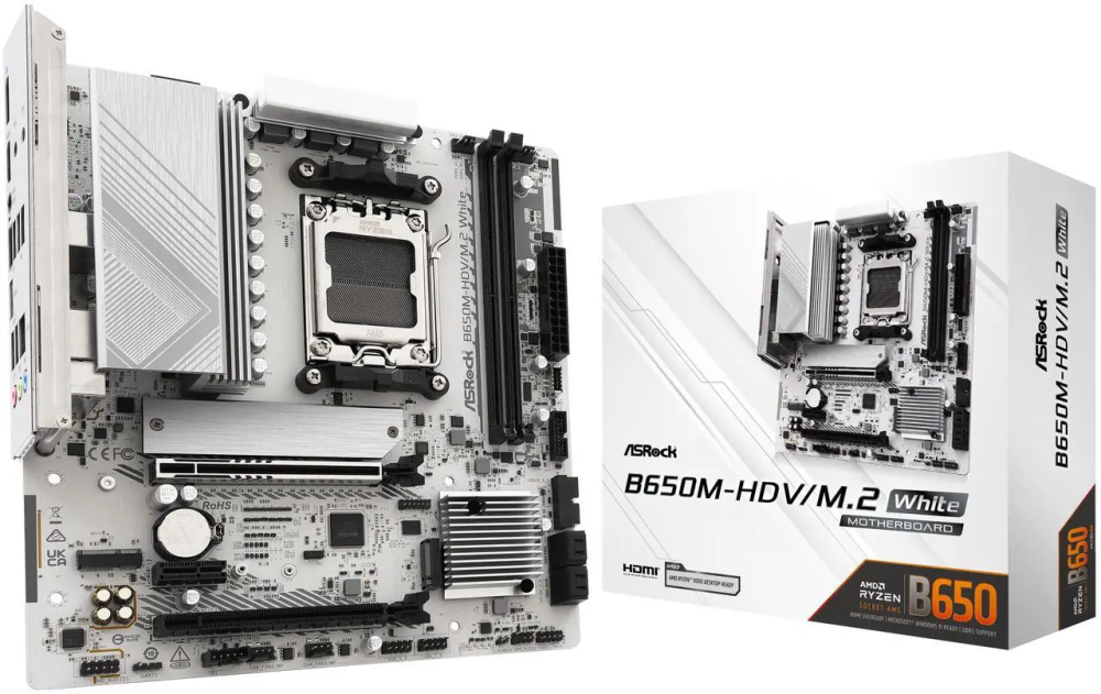 ASRock B650M-HDV/M.2 White AM5 AMD B650 Micro ATX Motherboard