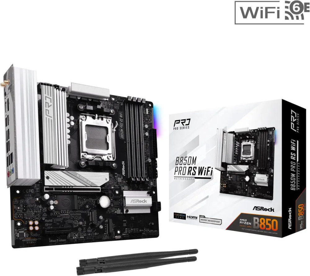ASRock B850M PRO RS WIFI AM5 AMD B850 Micro ATX Motherboard