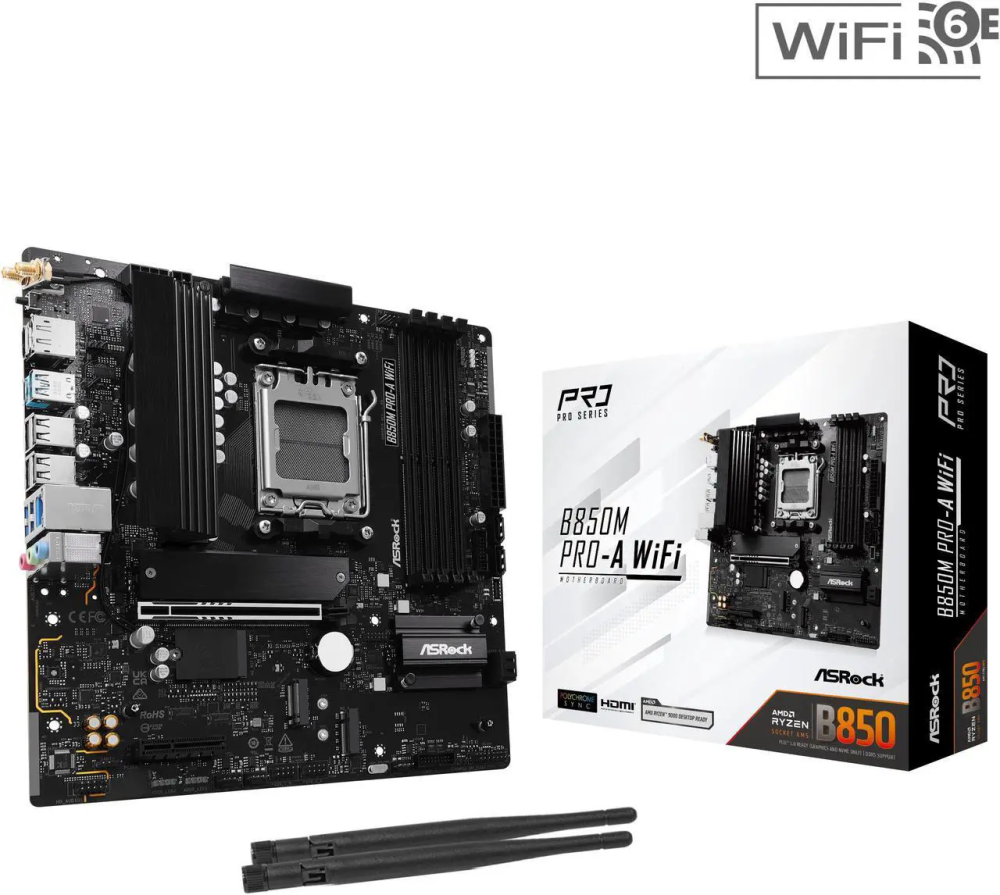 ASRock B850M PRO-A WIFI AM5 AMD B850 Micro ATX Motherboard