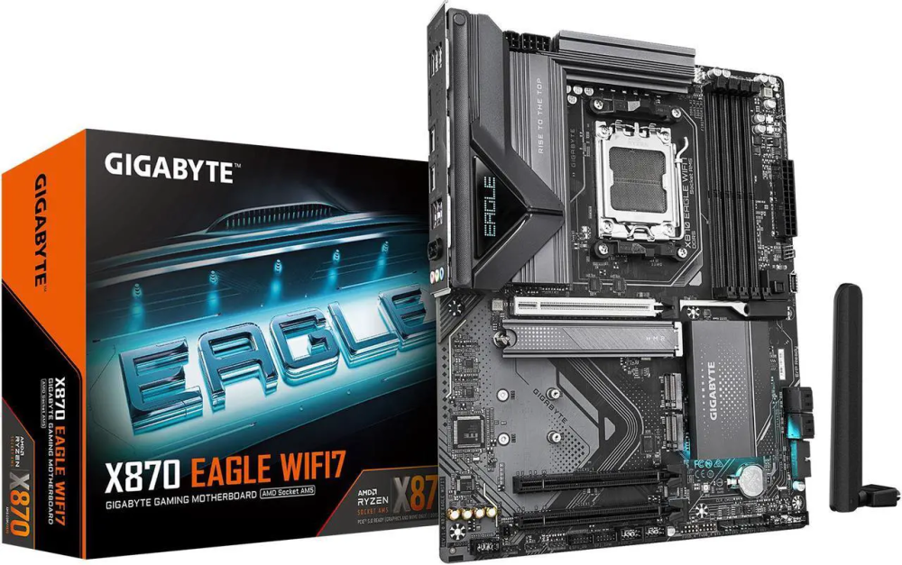 GIGABYTE X870 EAGLE WIFI7 AM5 LGA 1718, ATX, DDR5, 4 x SATA 6Gb/s,  3x M.2, PCIe 5.0, USB4, Wi-Fi 7, 2.5GbE LAN, EZ-Latch, 5-Year Warranty