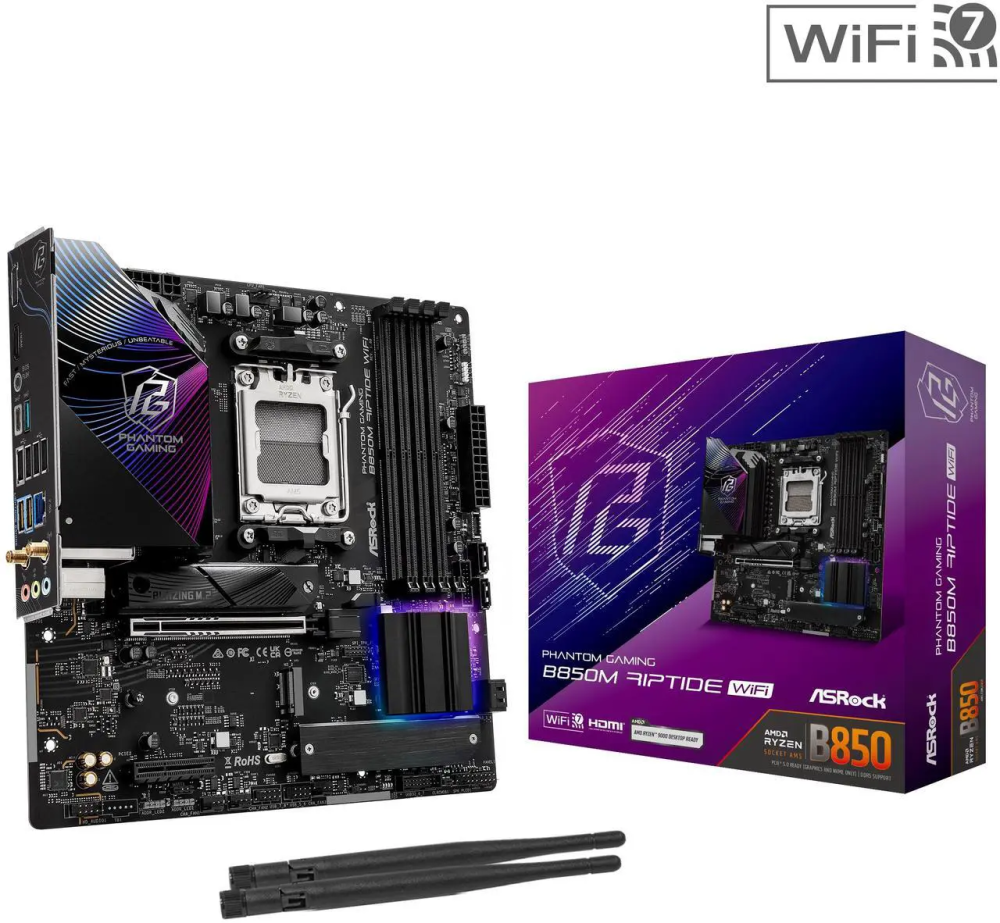 ASRock B850M Riptide WiFi AM5 AMD B850 Micro ATX Motherboard