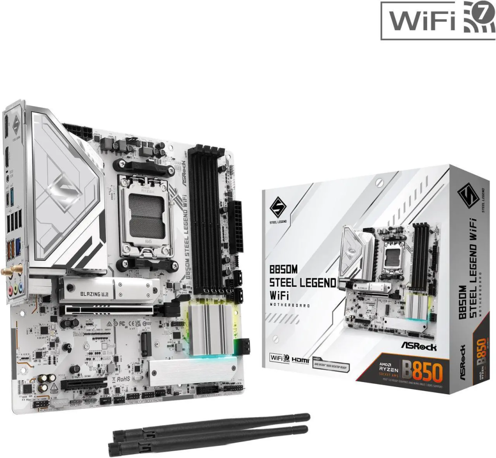 ASRock B850M STEEL LEGEND WIFI AM5 AMD B850 Micro ATX Motherboard