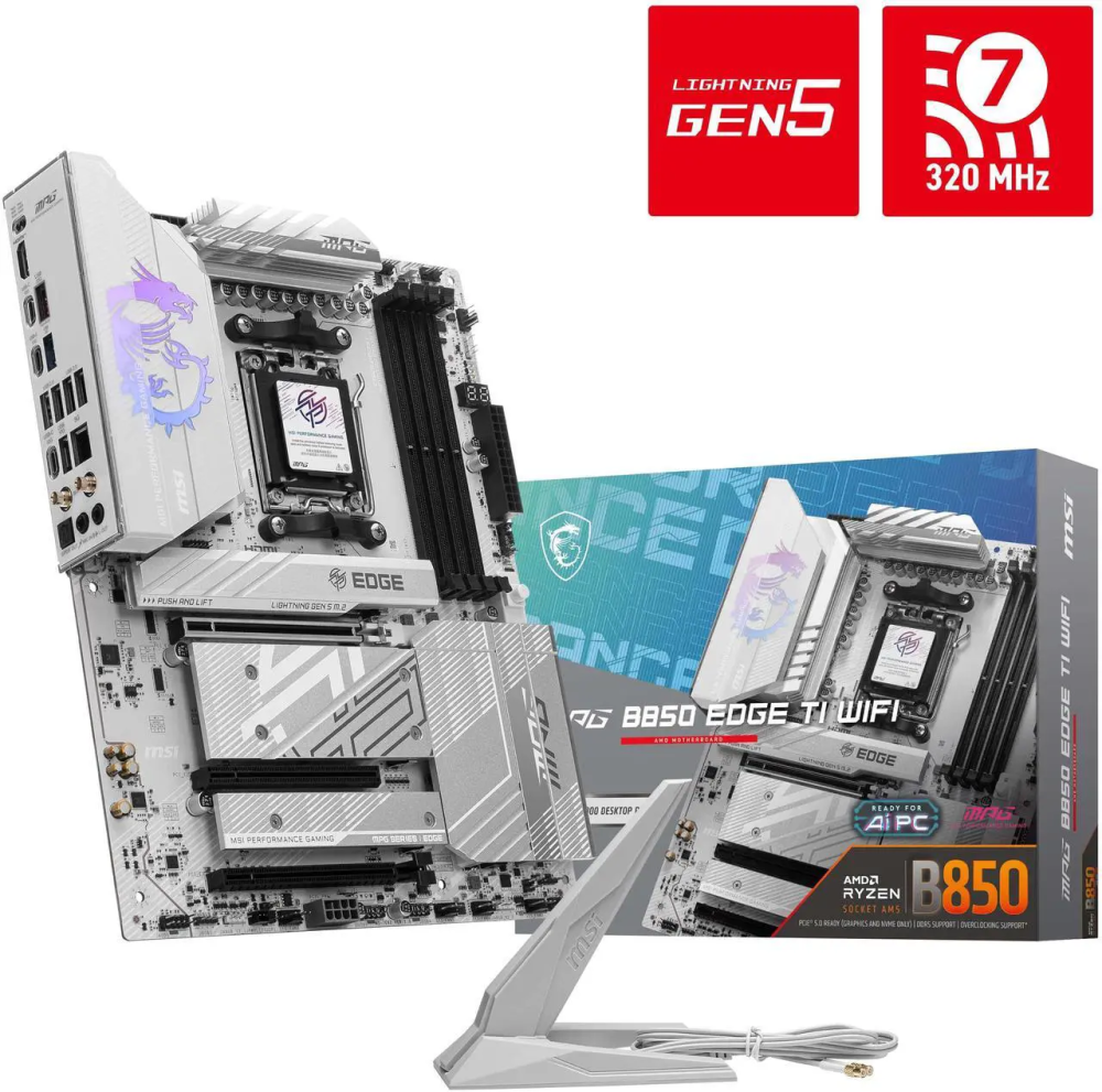 MSI MPG B850 EDGE TI WIFI AM5 AMD B850 SATA 6Gb/s 5G Network Wi-Fi 7 DDR5 Audio Boost 5 Motherboard