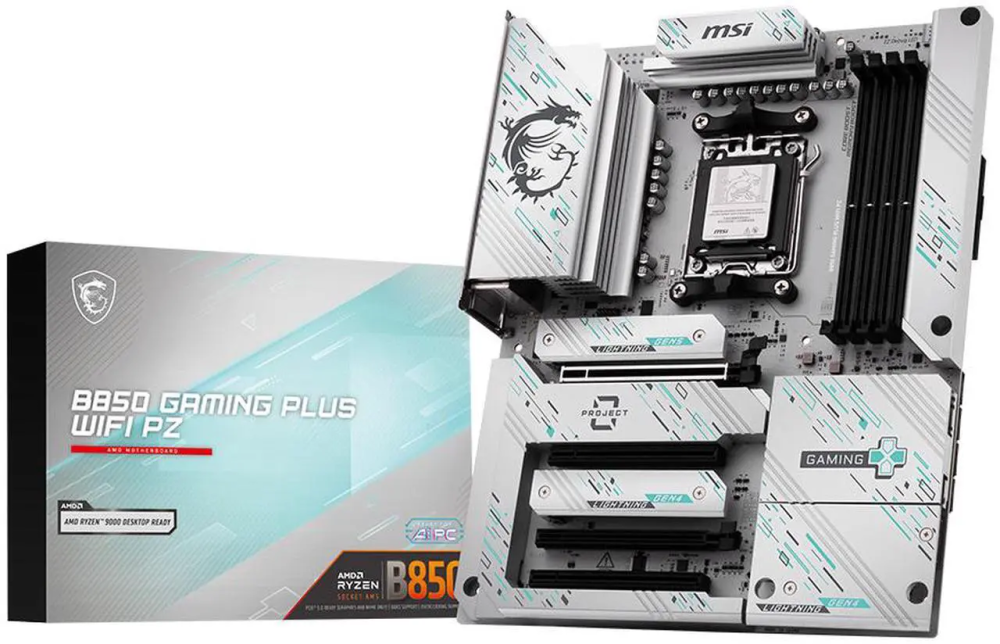 MSI B850 GAMING PLUS WIFI PZ AM5 AMD B850 ATX Back-Connect motherboard, 12+2+1 DRPS, DDR5, PCIe 5.0, Lighting Gen 5 x4 M.2, Wi-Fi 7, 5Gb LAN, USB 10Gbps Type-C - Featured Image