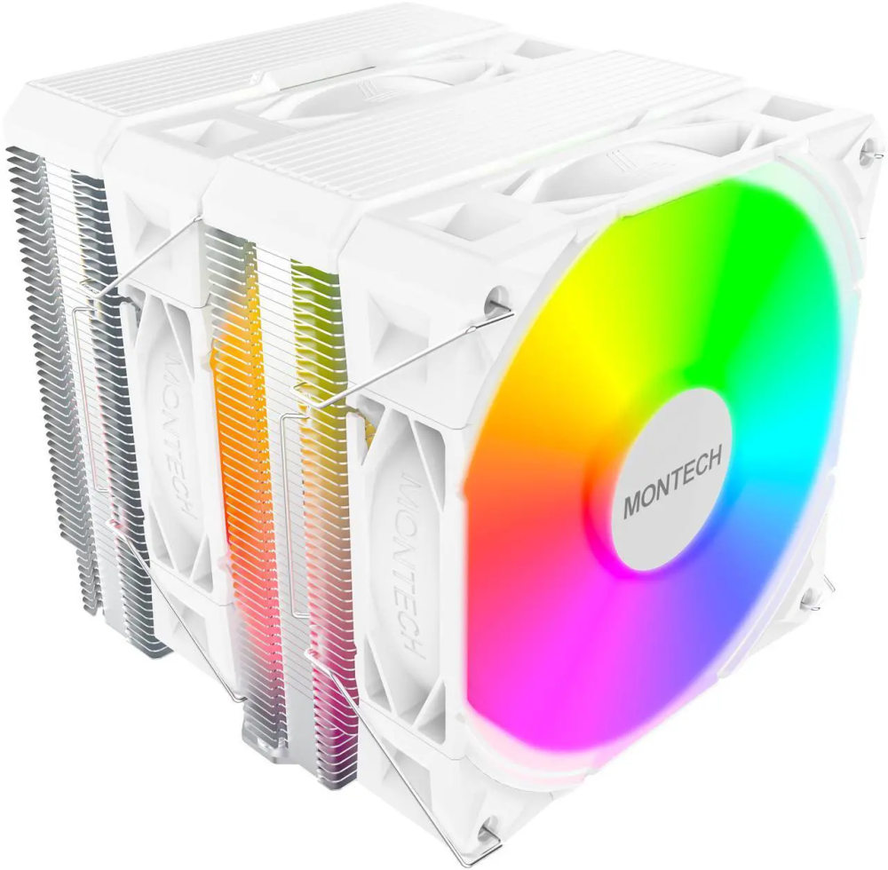 MONTECH NX600 ARGB Dual-Tower CPU Air Cooler with 6 Heatpipes & Premium Top Cover | Intel LGA1700 / 1851 & AMD AM5 Support | White