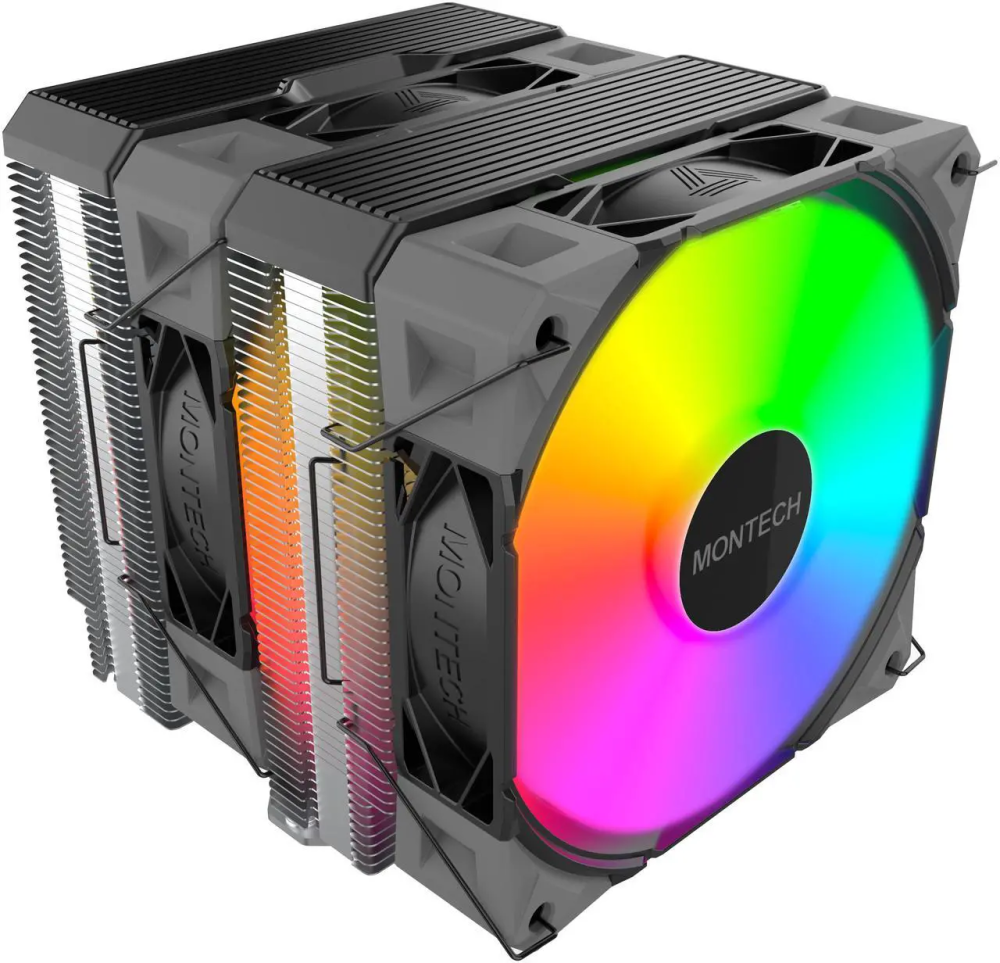 MONTECH NX600 ARGB Dual-Tower CPU Air Cooler with 6 Heatpipes & Premium Top Cover | Intel LGA1700 / 1851 & AMD AM5 Support | Black