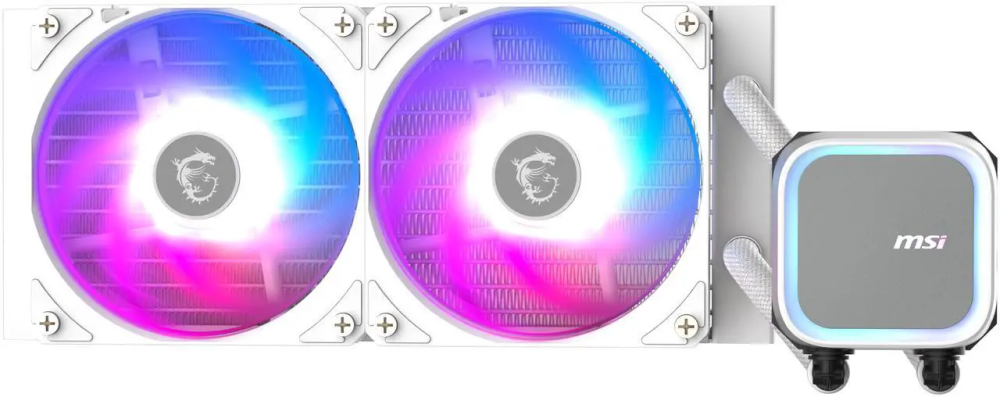 MSI MAG Coreliquid A13 240 White - AIO ARGB Liquid Cooling - 240mm Radiator - Dual 120mm ARGB PWM Fans - EZ Connect - LGA 1700/1851/AM5/AM4 Compatible