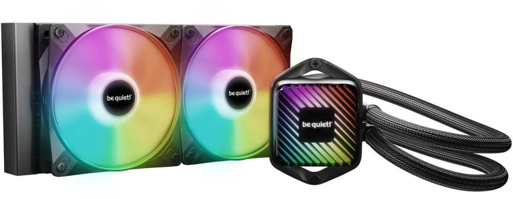 bequiet! PURE LOOP 3 LX 240mm Black CPU liquid cooler for heavily overclocked systems, 2x Light Wings LX PWM high-speed fans, Daisy chained PWM fans, Unique ARGB cooling block with customization BW030