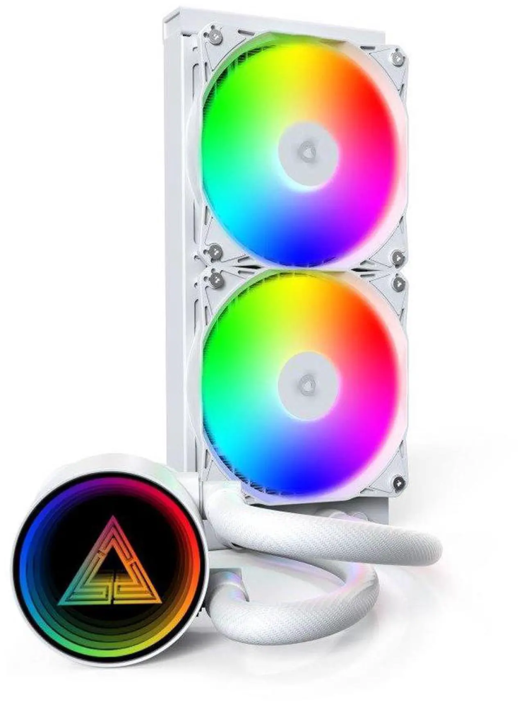 MONTECH LightFlow ARGB 240 CPU Liquid Cooler, 240mm AIO with 3100RPM Pump, 2x120mm ARGB Fans, Real-Time Digital Display, Intel & AMD Support (White)