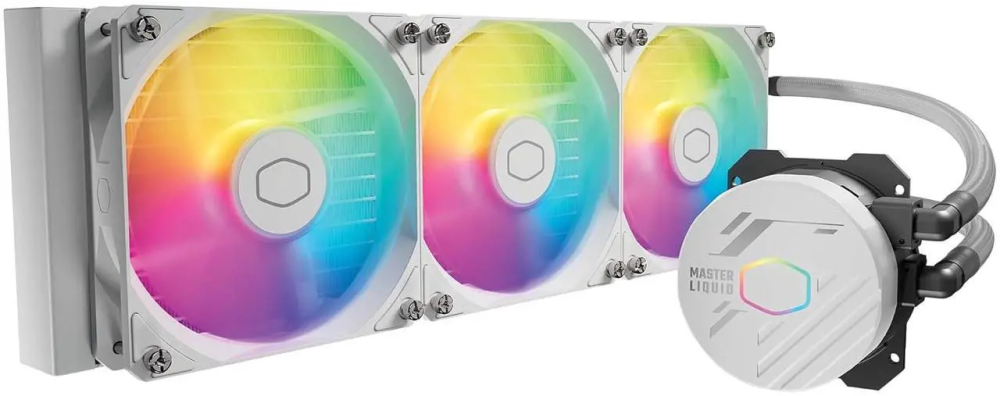 Cooler Master 360L Core White Close-Loop AIO Liquid Cooler, Ryzen 9|intel 9 Gen S Dual Chamber Pump, Quiet 120mm PWM Fan, Customize aRGB Lighting, 360 Radiator, AMD AM5|4, Intel LGA 1851|1700 Platform